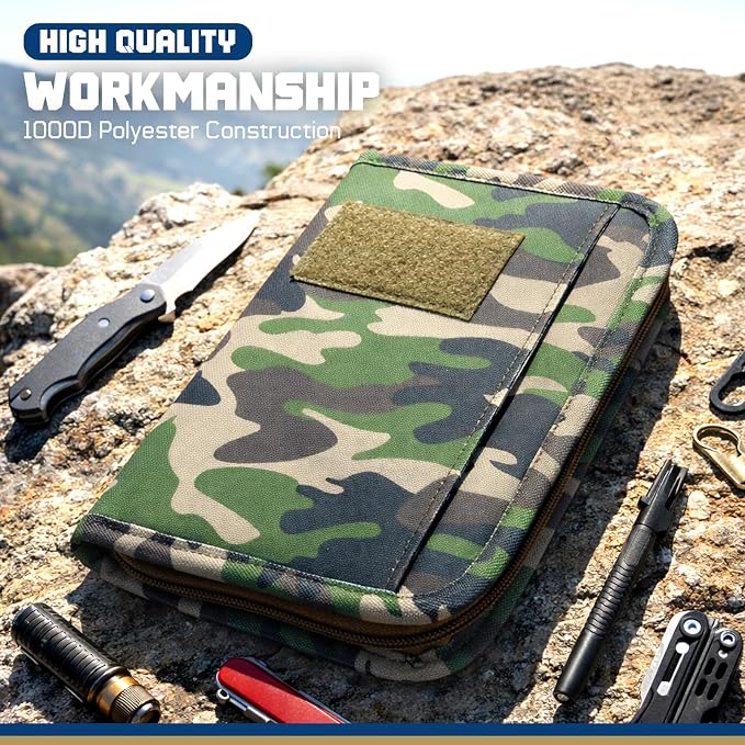 WYNEX Tactical Notebook Padfolio 6 Ring Binder, 3.7x6.7 in Refill Paper | S-5.5x8.5" Zip Hardcover Notebook, 45 Sheets Line Paper, 1"O-ring Water-Resistant Planner, for Office College Field Gift