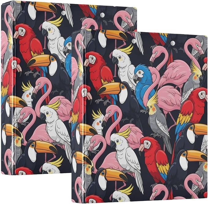3 Ring Binder 1.5 in Recipe Binders Jungle Bird | Decorative Client Records with Clip 3 Clear Interior Pockets for 200 Sheets Letter-Size(11" x 8.5") Paper PVC Cover Folder