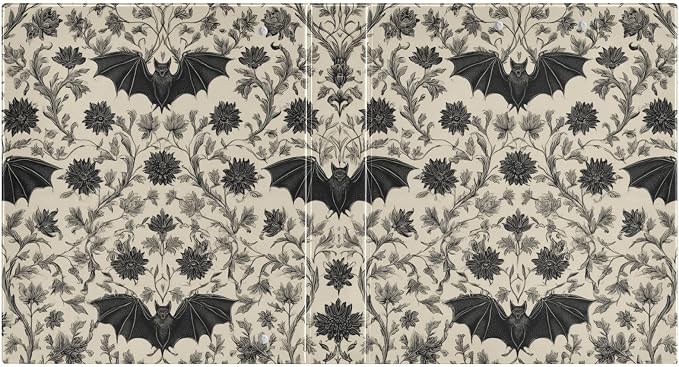 Gothic Bat Round Ring Binders Floral (2) 1.5 Inch 3 Ring Binder with Clipboard Holds 200 Sheets Office Home School