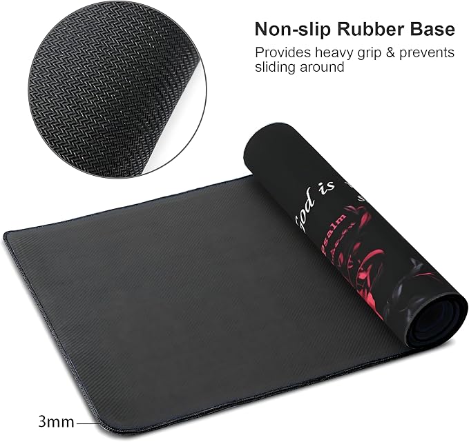 Floral Aesthetic Rose Gaming Mouse Pad, Black Red Gothic Desk Mat with Anti-Slip Base & Stitched Edges, Office & Home Desk Decor for Women, 35.4" x 15.7" in Computer Desktop Mat