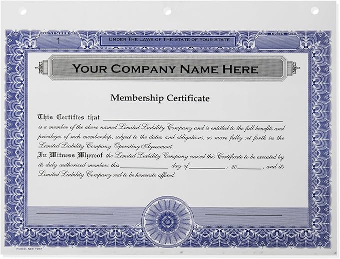 LLC Kit (Blue) - Binder, Slipcase, Operating Agreement, Membership Certificates & Customizable Index Tabs