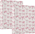 Cute Bow Knot Doodle Pattern Round Ring Binders 1.5 Inch Pink Polka Dot White Black Stripe Stars 3 Ring Clipboard Binder for Office School Work Supplies File Folder 200 Sheet Capacity 2 Pieces