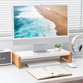 Monitor Stand Riser | White Metal & Wood Computer Monitor Stand Riser for Desk, Max Load Capacity 40LB