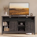 VASAGLE Tall Farmhouse TV Stand, Entertainment Center with Barn Doors, Storage Media Console Cabinet for Living Room, Bedroom, 58.3 x 15.7 x 31.9 Inch, Taupe Brown, LIRY Collection ULTV031T101S