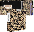3 Ring Binder 3 Inch Round Ring Binder with 6 Tab Dividers，2 Interior Pockets，Cute Binder Clipboard with Storage, for School Office, Portfolio Organizer with Labels(Cheetah Spots)