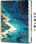 Planner 2026-2027, Academic Year Monthly & Weekly Planner Caledndar, July 2026 - June 2027, Hardcover Large Planning Agenda Book with Tabs for School Office Supplies, 8.5" x 11" - Coastal Contours