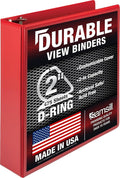 Samsill Durable 2 inch 3 Ring Binder, D Ring Binder, 100% Recycled Chipboard, Red
