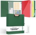 Ospelelf 2 Inch 3 Ring Binder Organizer with Zipper Pouch, Linen Storage Clipboards for Letter Size (11" x 8.5"), 5 Plastic Folders with 10 Pockets, Hardcover School Binder, Green