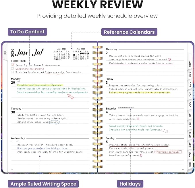 ZOTIA Planner 2026-2027 Weekly & Monthly Calendar Planner Jul 2026-Jun 2027