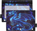 Dragon Blue Black Pencil Pouch for 3 Ring Binder, 2 Pack Waterproof Pencil Bags Clear Window Pencil Case Zipper School Office Supplies