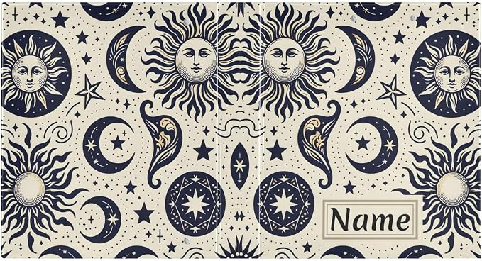 Custom 3 Ring Binder Sun Moon Crescent Boho Stars 1.5" Round Ring Binders Personalized Name View Binder with 200 Sheet for Women Men Office Kids School Supplies, 1 Pack