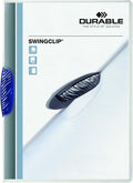 Durable Report Cover with SWINGCLIP - Letter-Size 8.5" x 11" Inches - Holds Up to 30 Pages - Clear Cover and Dark Blue Border - Pack of 5