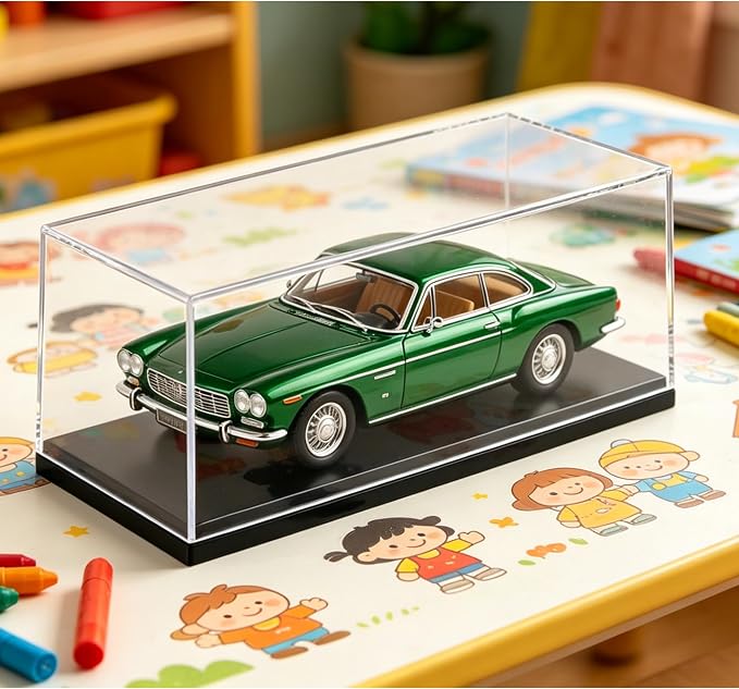 Model Car Display Case for 1:32 Scale Diecast Cars, Clear Acrylic Stackable Showcase Box for Toys & Memorabilia, Dustproof Collector Storage with Black Base, 8 x 3.7 x 3.7 Inch