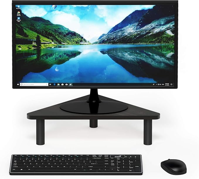 Furinno Turn-N-Tube Monitor Stand Riser, 19.6" Wide Triangle Corner Monitor Riser, Laptop Stand for Desk, Office Desk Accessories, Desktop Organizers and Accessories, Toolless Assembly, Espresso