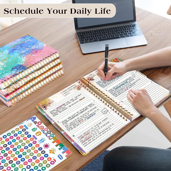 Academic Planner 2026-2027, 18 Months Weekly and Monthly Daily Planner from July 2026 - December 2027, 8.5" x 11" A4 Large Hardcover Agenda Organizer Book with Tabs, Spiral Yearly Calendar Planners for School Work Home, Pink Blue Marble