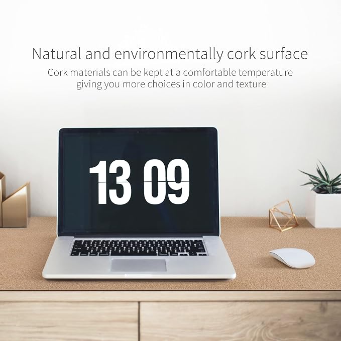 RENMTURE Dual-Sided Mouse Pad, Natural Cork & PU Leather Large Desk Pad for Office and Home Work, Desk Protector Non-Slip, Waterproof, Easy Clean (Blue Gray, 32"x16")