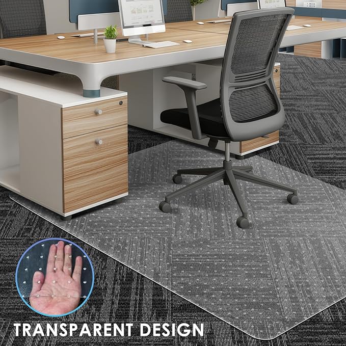 Vicwe Office Chair Mat for Carpeted Floors, 55"X36" Rectangle Desk Chair Mats with Studs for Low and No Pile Carpeted Floors, Easy Glide Computer Desk Chair Mat for Home & Offices