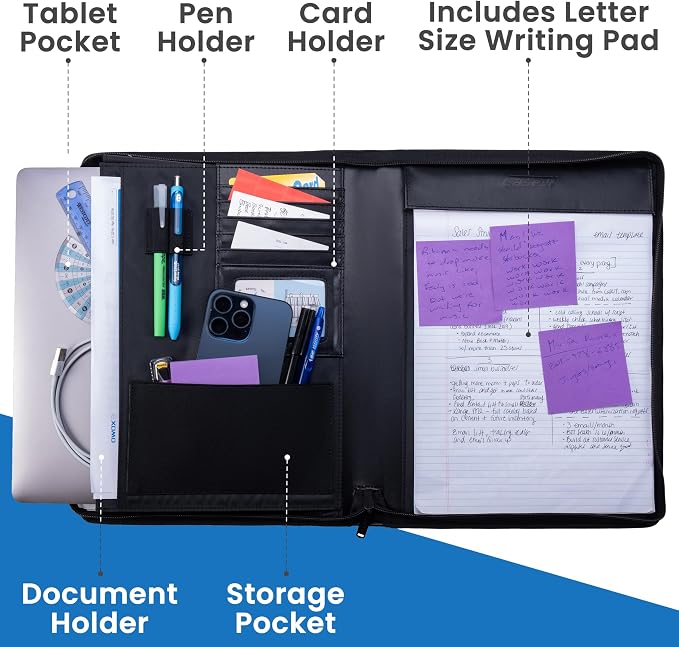 Case it Zipper Padfolio | Letter Size | PAD-62 Black | Supreme, Letter Size Writing Pad, Tablet Case, School & Office