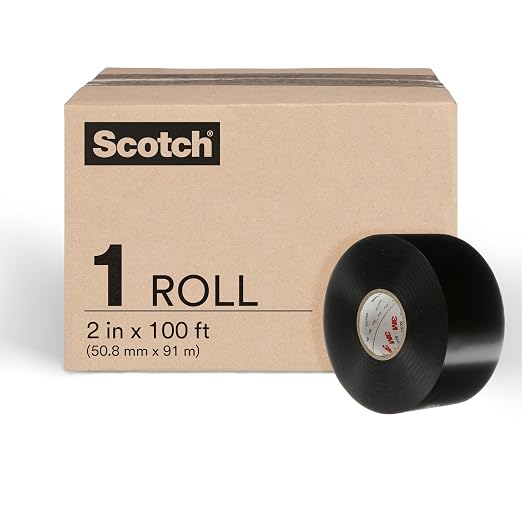 3M Scotchrap Vinyl Corrosion Protection Tape 50, Unprinted, 2 in x 100 ft, Black, 1 Roll, Premium Grade, 10 mil Thick, High Tack, All Weather, RoHS 2011/65/EU