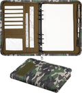 Kosibate Padfolio Ring Binder with 80 Sheets 160 Pages of Loose-Leaf Paper, Weatherproof Notebook Cover, Tactical Notebook with Zippered for Folders,Refillable 6-Ring Notepad(Camouflage,7.3"x10.1")