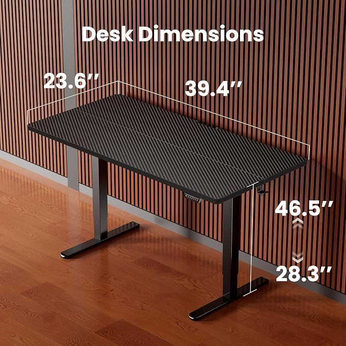 ErGear Height Adjustable Electric Standing Desk, 40 x 24 Inches Sit Stand up Desk, Memory Computer Home Office Desk, Carbon Fiber Black