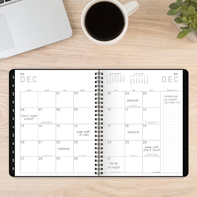 AT-A-GLANCE 2026 Planner, Weekly & Monthly, 7" x 8.75", Medium, Contemporary Lite, Black (7054XL0526)