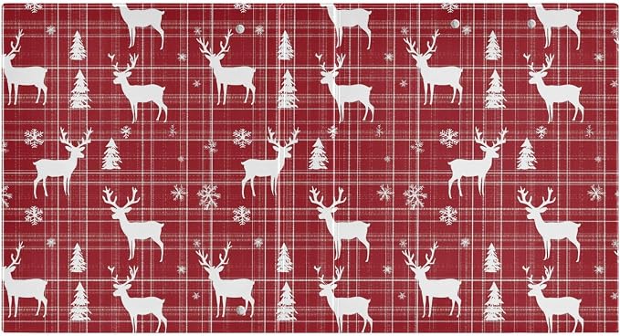 Christmas Reindeer and Snowflakes Plaid 3 Ring Binder 1.5" Decorative D-Ring Binder with Clipboard&3 Clear Pockets, Holds 200 Sheets A4 Size Paper Waterproof Binders for School Home Office|2 Pack