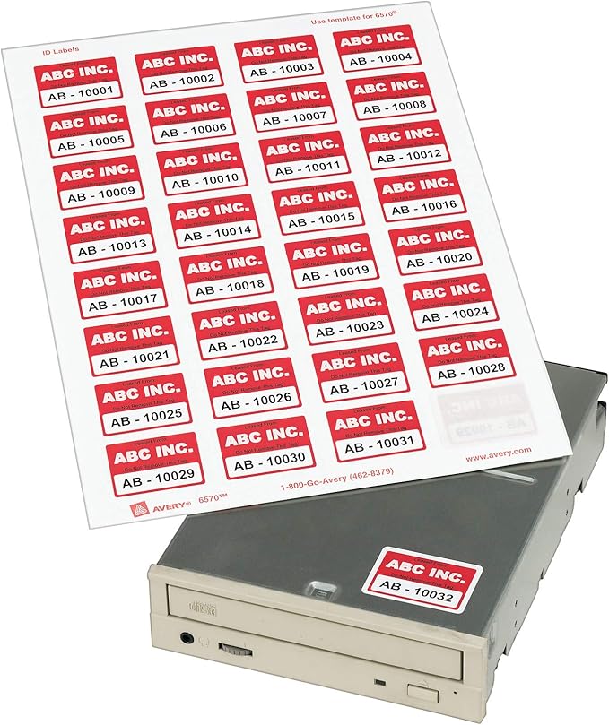 Avery ID Labels, Sure Feed Technology, Permanent Adhesive, 1.25" x 1.75", 5 Packs (6570)