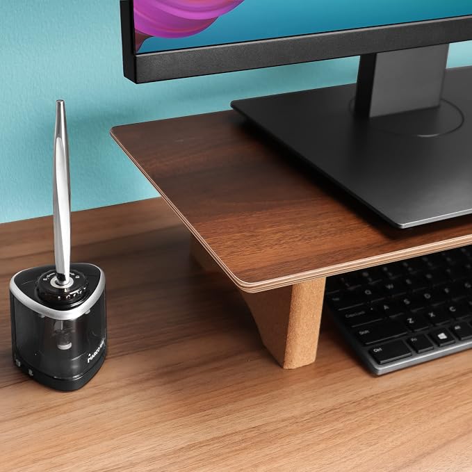 Aothia Solid Wood Dual Monitor Stand Riser for Desk, 43 Inch Black Walnut Computer Monitor Riser with Cork Legs, Extra Long Desktop Organizer Shelf for 2 Monitors, Laptop & Printer