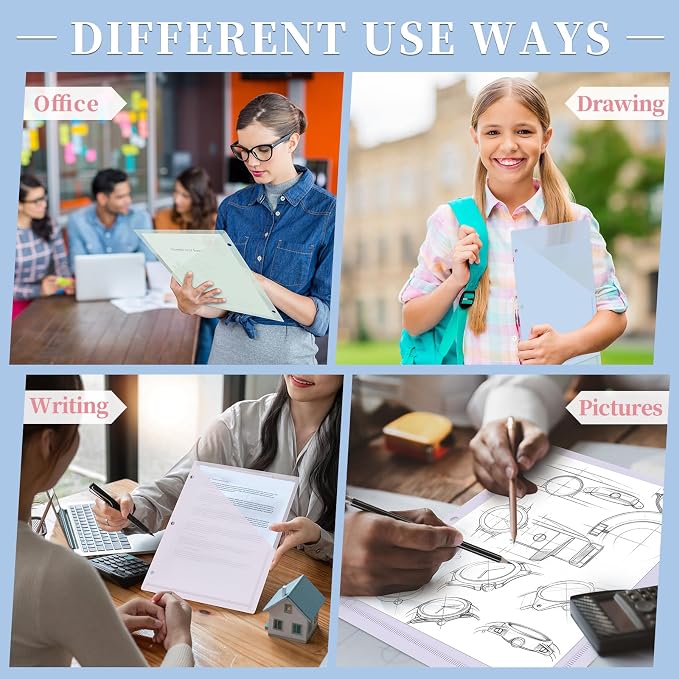 48 Pack Binder Pockets for 3 Ring Clear Pocket Divider Folders for 3 Hole Binders Sleeves Plastic Slash File Jacket for Office School Classroom Business Home Organizer, 9.25" x 11.22" (Pastel)