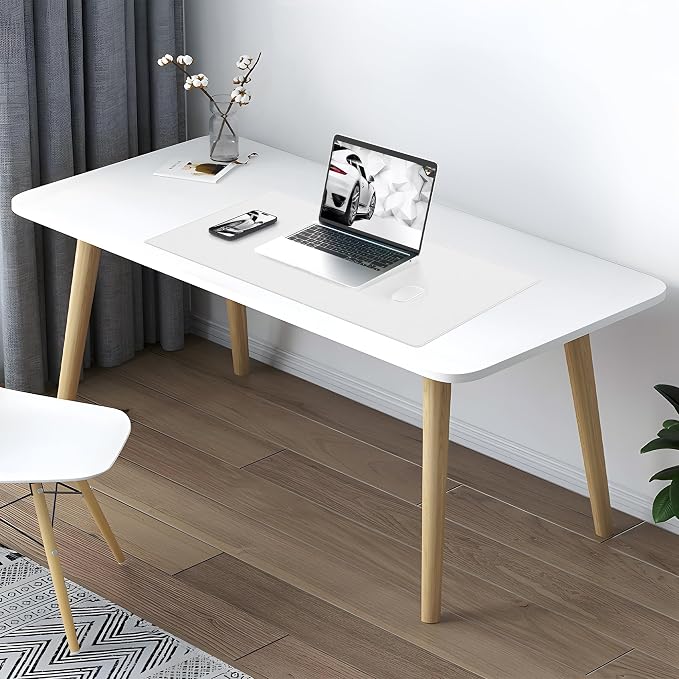 AFIING Cork Desk Mat, White, 31.5" x 17",Desk pad Protector | Dual-Sided Cork & PU Leather, Waterproof, Non-Slip, For Office & Gaming