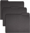 Smead Interior File Folder, 1/3-Cut Tab, Letter Size, Black, 100 per Box, Expandable File Folders for Filing Cabinet