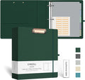 EYROZILL 3 Ring Binder 2 Inch, Binder for Letter Size (11" x 8.5") with 5 Tab Dividers, File Folder Labels and Low Profile Clipboards, Blackish Green