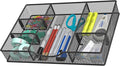 VyGrow Desk Drawer Organizer Tray, Metal Mesh Drawer Organizers Office, 6 Adjustable Compartment, Desk Organizer Tray for Home Office 12 x 8.26 x 1.96 inch, Black, 1 Pack