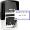 MaxMark Office Self Inking Date Stamp with Phrase Revised - 2 Color Blue/Red Ink