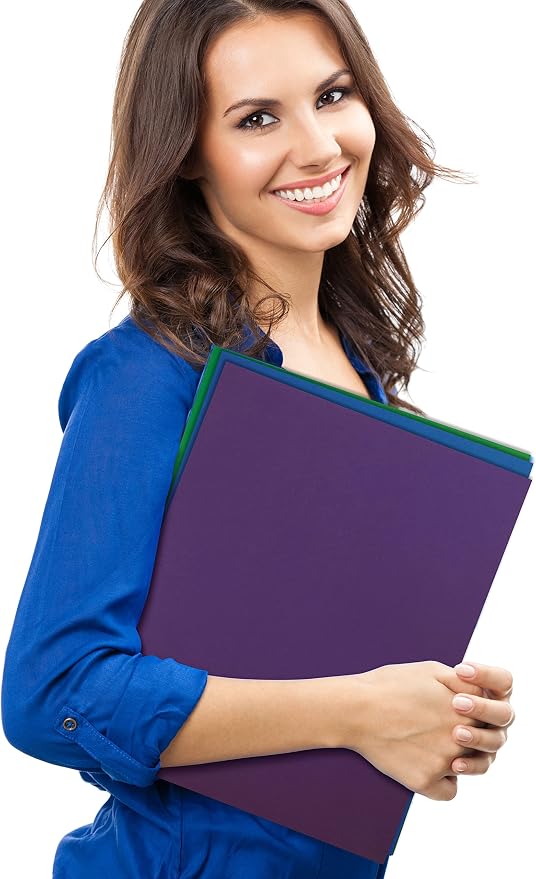 Better Office Products 2 Pocket Paper Folders, Letter Size Paper Portfolios Case of 50, Assorted Primary Colors