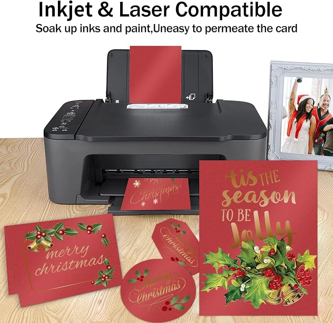 100 Sheets Red Shimmer Cardstock 8.5 x 11 Red Paper | Goefun 80lb Card Stock Printer Paper for Christmas, Invitations, Certificates, Valentines Day, Card Making