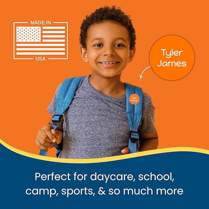 Name Bubbles - Basic Daycare Name Stickers for Kids (102 Count) - Personalized Waterproof Name Labels for School Supplies, Clothing Tags, Baby Bottles, All Ages - Washable Stick-On Labels (Simple)