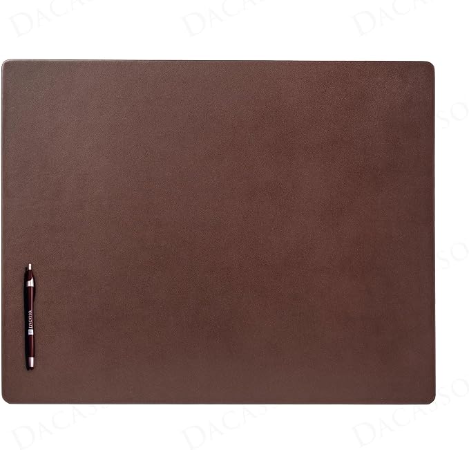 Dacasso 24” x 19” Chocolate Brown Leather Desk Pad w/Out Rails - Executive Desk Surface Protector - Luxury Leather Desk Blotter for Writing
