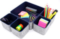 Desk Drawer Organizers Storage bins Set Home Office Pen holder pencil phone stand Remote controler Closet Cabinet boxes Organizing 5-piece gifts ideas (Navy)