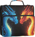 Red Blue Dragons Fire Eyes 3 Ring Binder Bag 1.5 inch Binder Organizer with Zipper Shoulder Strap 500 Sheet Documents Storage for School Office