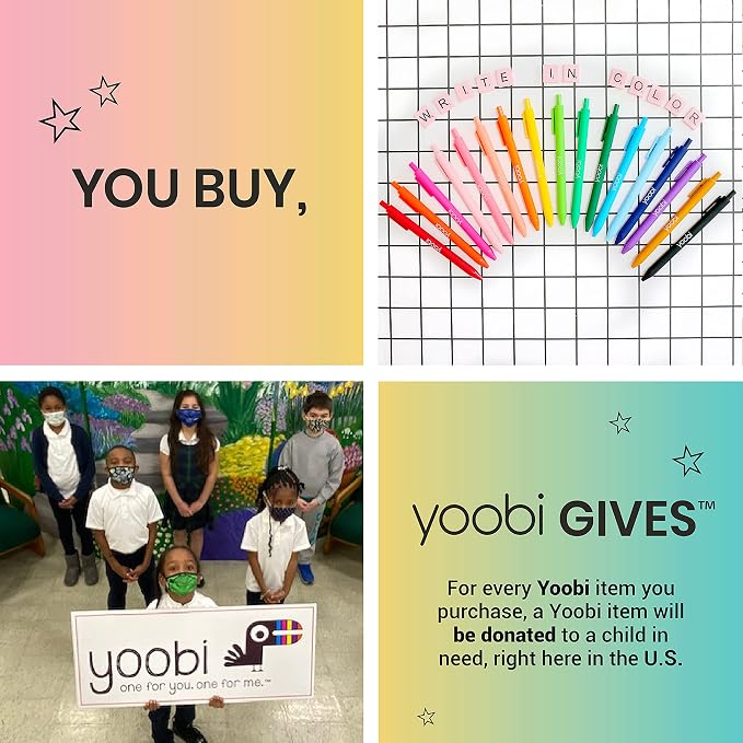 Yoobi 3 Ring Coral Ombre Binder - 1 Inch Binder with Round D Rings and 2 Pockets, Durable, PVC-Free Organizer with 220 Sheets Capacity, FSC Certified Packaging and Paper