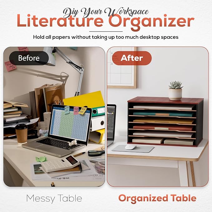 12x18 Construction Paper Organizer, 6-Tier Wooden Flat File for 11x17 & A3 Sheets | Large Durable wood composite organizer Paper Storage for Classroom, Office & Art Room