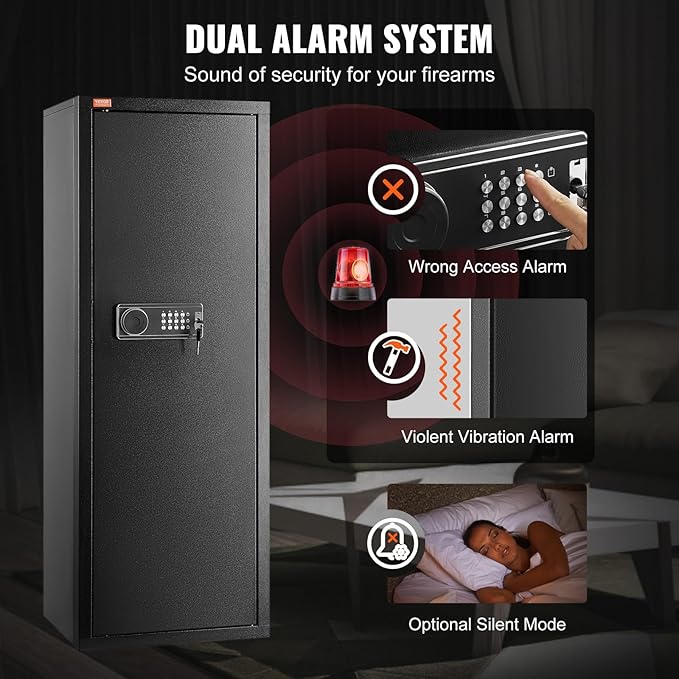VEVOR Rifle Safe with Digital Keypad up to 8 Gun, Tall Gun Storage Cabinet with Removable Shelf, Quick Access for Home Shotguns and Rifles (Assembly Required)