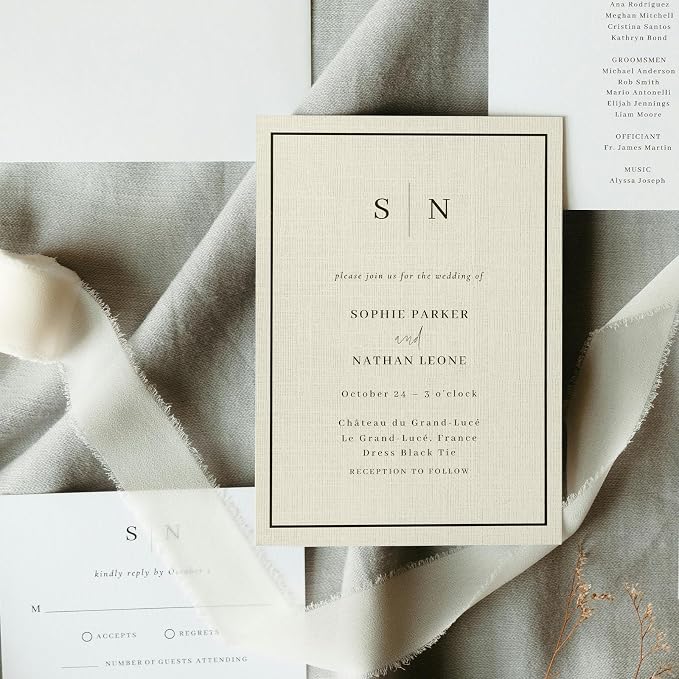 5x7 Ivory Linen Paper Textured Cardstock 100 lb | Goefun Wedding Invitation Cardstock Light Cream, Thick Paper for Printing, Invitations, Artworks, Cardmaking, 100 Sheets
