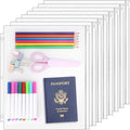 8 Pack Clear Letter Size Binder Pockets 3 Ring Binder Zipper Pouch Document Organizer, Waterproof PVC 3-Hole Loose Leaf File Bags Insert Sleeves Page Sheet Protectors Business Office Supplies