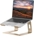 SOUNDANCE Laptop Stand, Aluminum Computer Riser, Ergonomic Laptops Elevator for Desk, Metal Holder Compatible with 10 to 15.6 Inches Notebook Computer, Gold