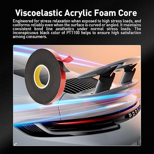 Automotive Acrylic Plus Attachment Tape 0.55" x 18Ft Made of 3M Pack of 2 Double Sided Tape PT1100 Heavy Duty for Moldings Claddings Panels Pads and Other Car Automotive Applications