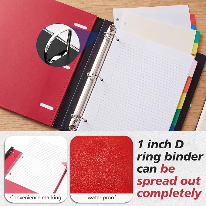 Henoyso 6 Pack 1 Inch D Ring Telescoping 3 Ring Binder Bulk, Binders with Clear Front Pocket and Telescoping Spine, 8.5" x 11" Paper Organizer, Home Office Organization Supplies(Classic Color)