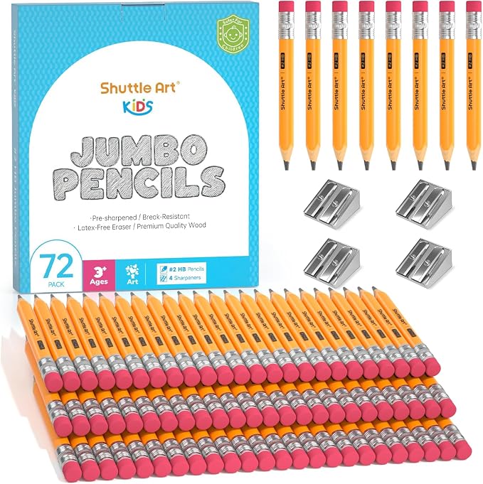 Shuttle Art 72 Pack Jumbo Pencils 4.5in